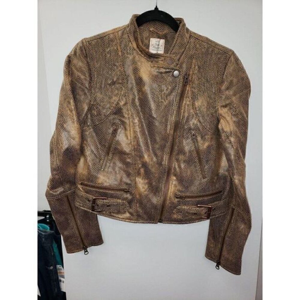Free People NEW Faux Vegan-Leather Moto Jacket XS - Picture 5 of 7